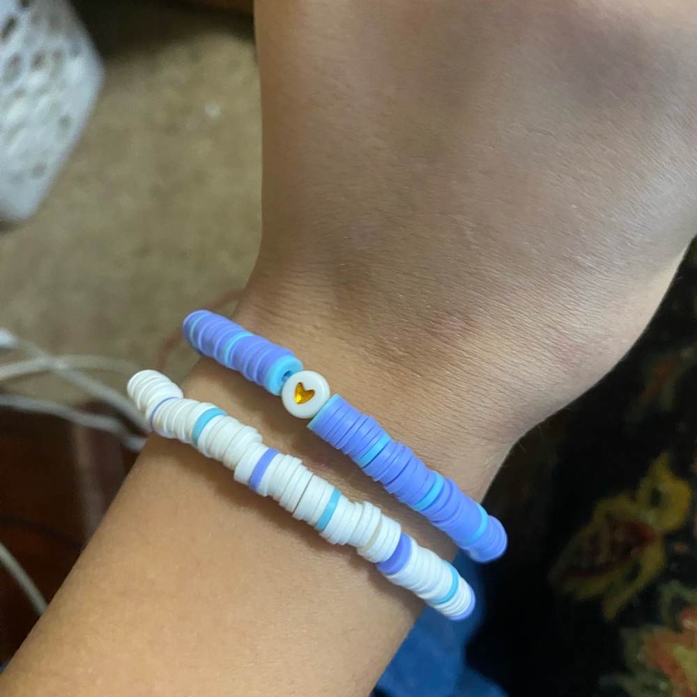 Purple clay bead bracelet set